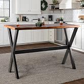 Bar Table, 47.24"L&times;41.33"H Bar Height Pub Table High Top Rectangular Sofa Console Table Kitchen Dining Coffee Table, for Narrow Space, Living Room, Indoor, Rustic Brown Wood, Industrial Black Metal