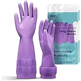 FMP Brands 3/6/12/60 Pairs 15 Inch Extra Long Rubber Dishwashing Gloves - Non-Slip for Cleaning, Kitchen, Bathroom, Gardening