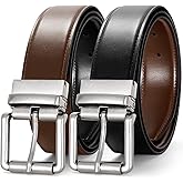 JASGOOD Men's Belt, Reversible Leather Belts for Men for Dress Pants, One Reverse For 2 Sides Casual Belt