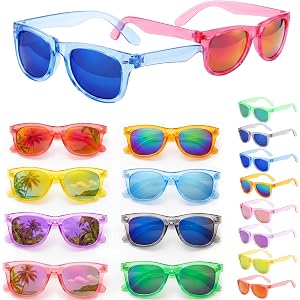 MtBoi Kids Sunglasses with UV400 Protection, Neon Bulk Outdoor Party Favors for Boys Girls, Shades for Birthday