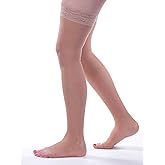 Allegro 15-20mmHg Essential 5 Sheer Support Hose - Comfortable, Thigh High, Open Toe, Compression Stockings for Women