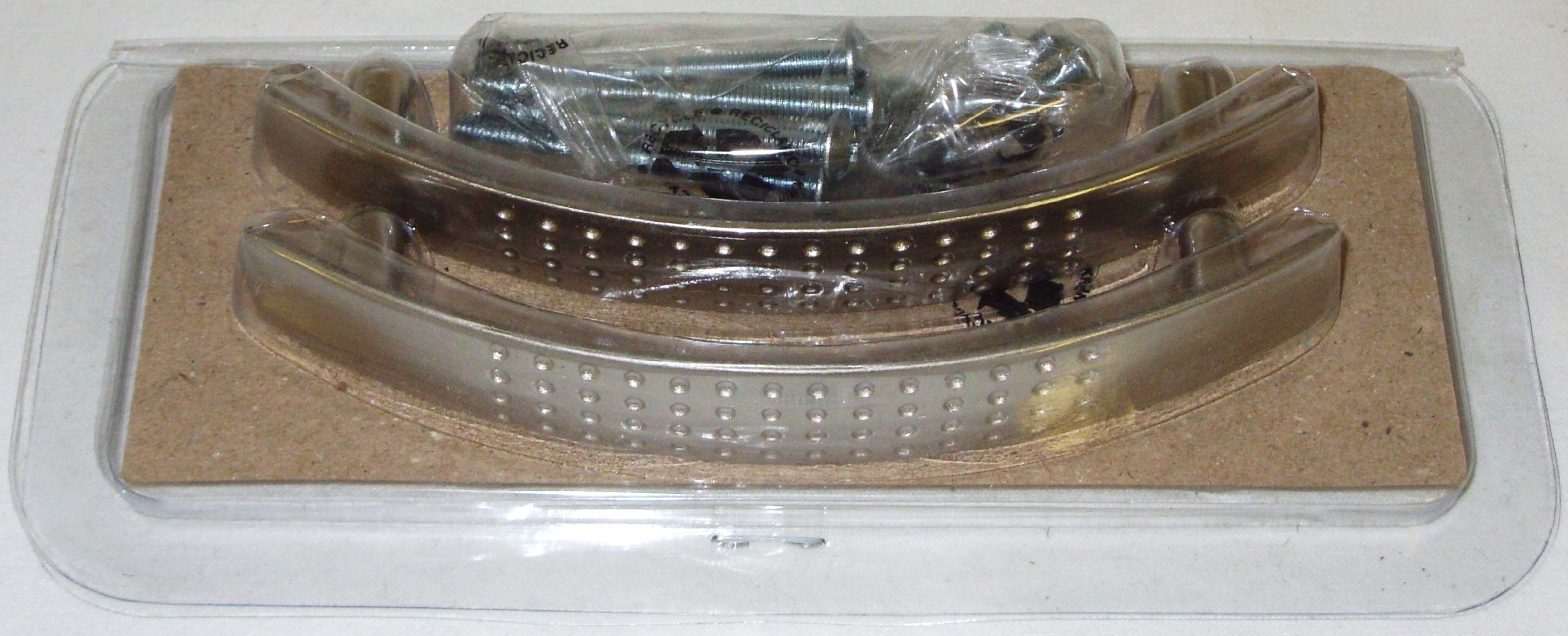 PACK OF TEN HANDLES. 10 x 128mm hole centre Dimpled Bow Kitchen Door Handles Brushed Nickel