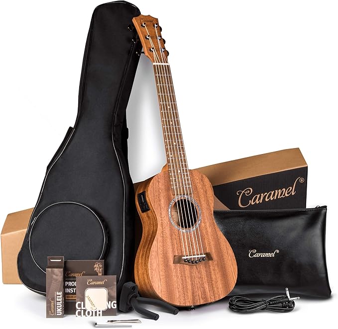 Caramel 30 inch All Solid Mahogany 6 String Ukulele Guitalele Wooden