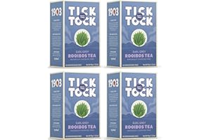 TICK TOCK TEAS Rooibos Earl Grey, Naturally Caffeine Free Red Bush Herbal Tea, Rich in Anti-Oxidants, South African, Superfood, 3.5 Oz, 40 Count, Pack of 4