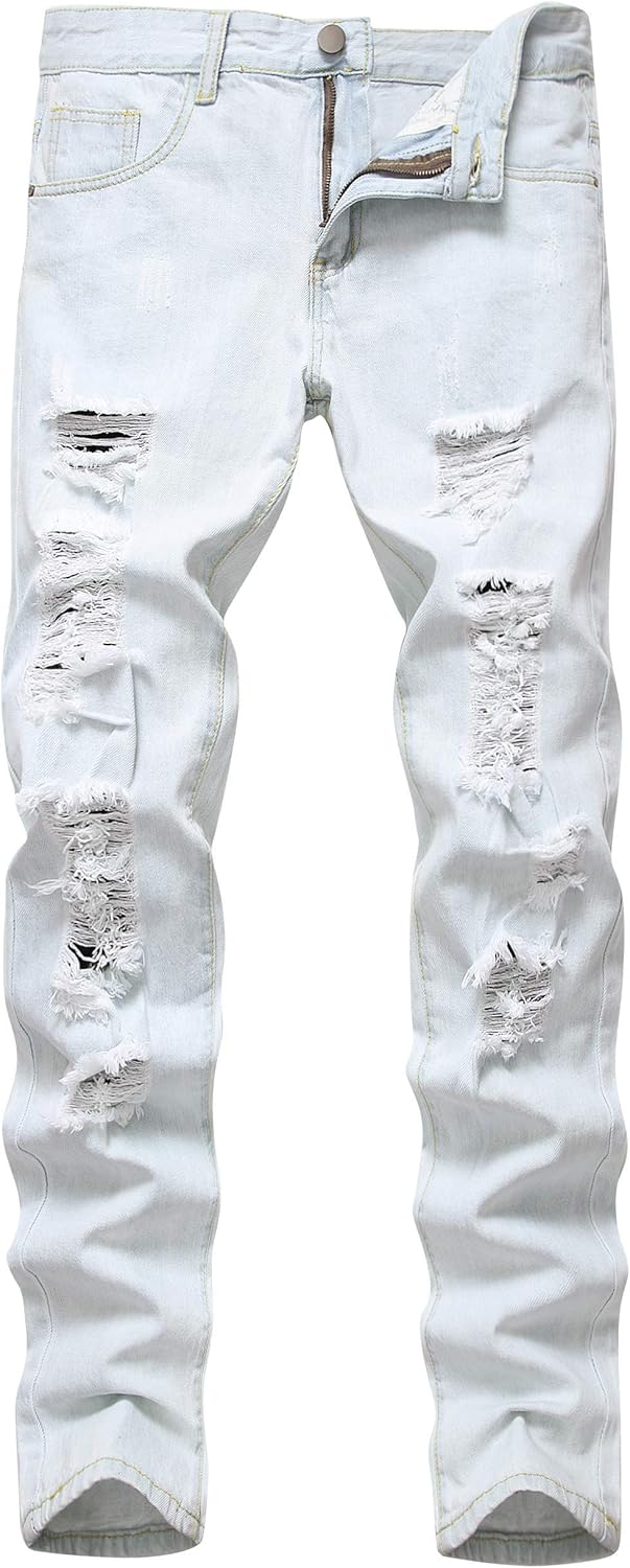 mens ripped white jeans
