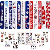 DoYoDoYa 40Pcs Baseball Slap Bracelets Party Favors with Baseball Tattoo Birthday Gifts Baseball Party Decorations Snap Band for Kids Boys