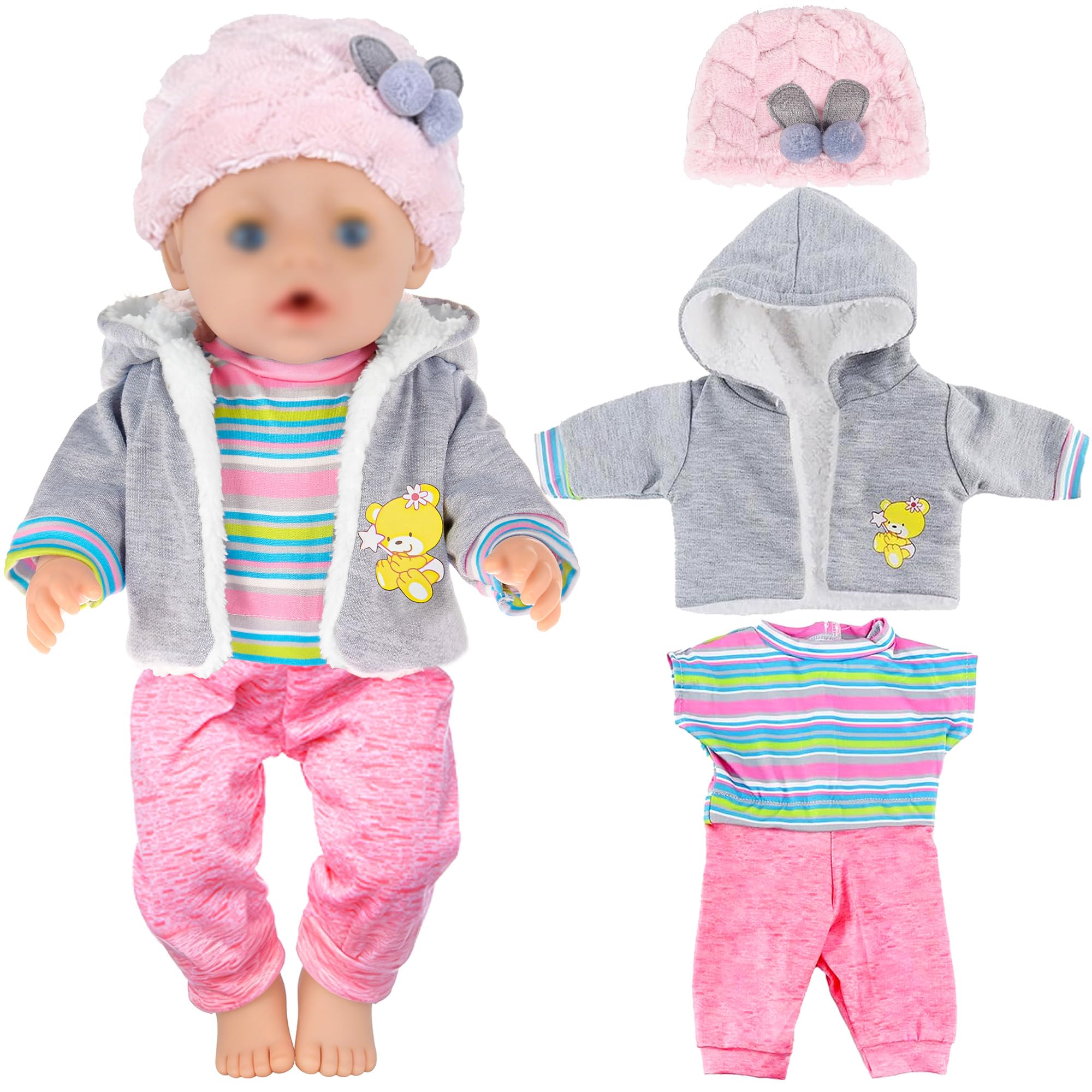 ebuddy 5 Piece Doll Clothes Set Includes Coat Blouse Trousers Hat and Socks for 43 cm / 17 Inch Newborn Baby Dolls (No Doll)