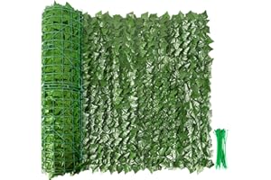 Whonline Artificial Faux Ivy Hedge Privacy Fence Wall Screen 118 x 39.4in Outdoor Privacy Fence Hedges Screen with 30pcs Nylon Cable Zip Ties for Balcony, Garden, Deck Décor
