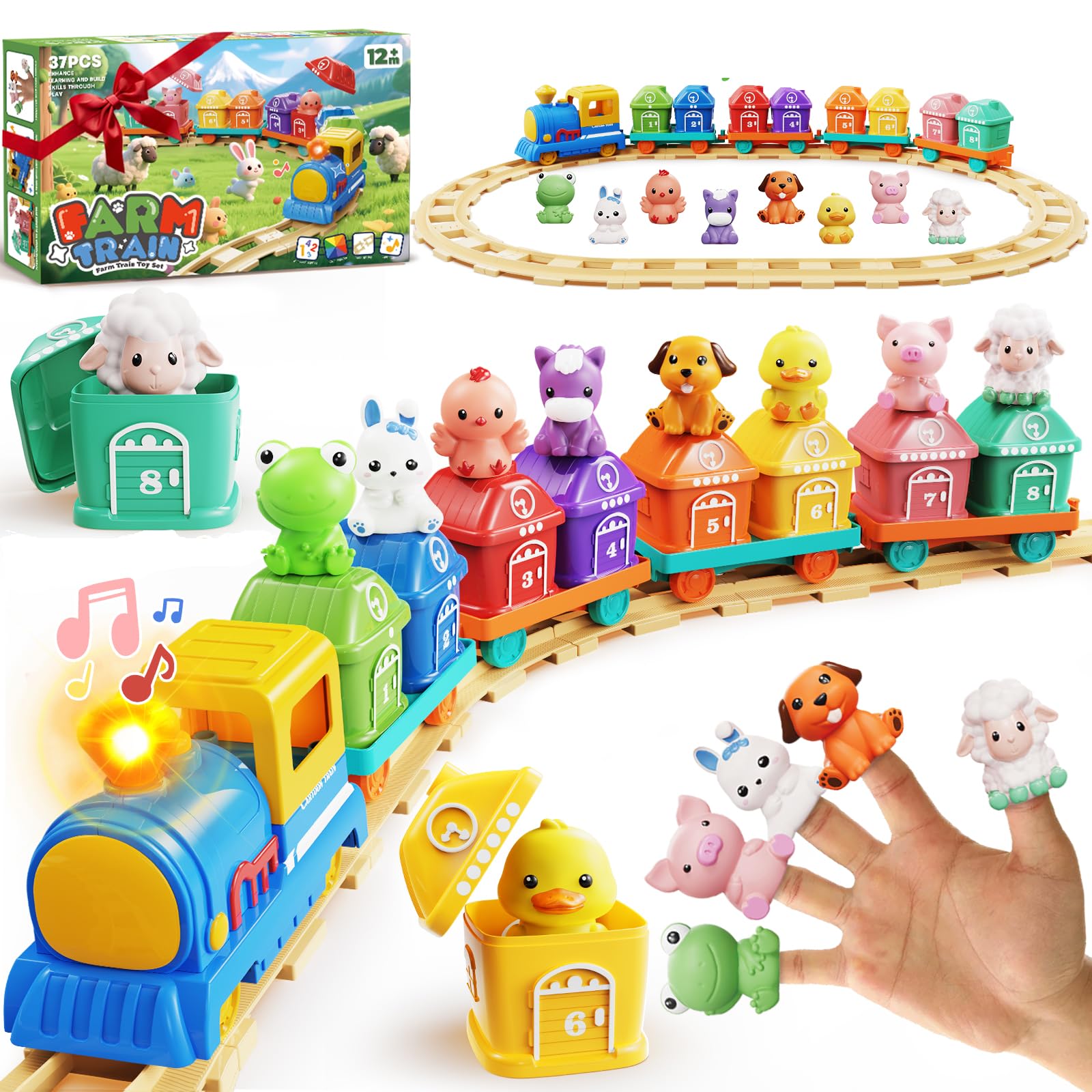 Photo 1 of Toddler Boy Girl Toys 1-2-3, Train Set for Toddlers 2-4 with Music & Light, Toys for 1 2 3 Year Old Boy Girl, Counting Matching Sorting Montessori Learning Toy, 1 2 3 Year Old Boy Girl Birthday Gifts
