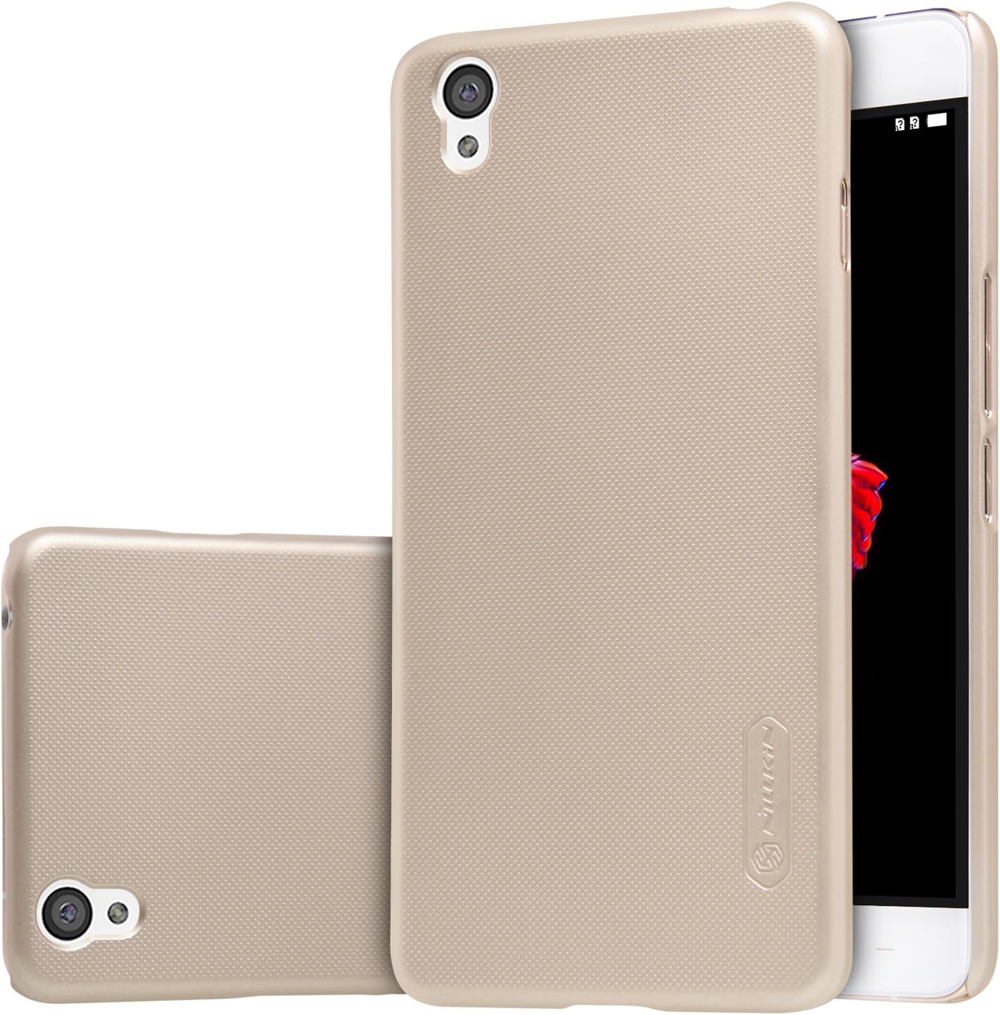 Oneplus X Case - Asmart Premium Frosted Hard Plastic Back Cover Phone Case Pack of Screen Protector (Gold)