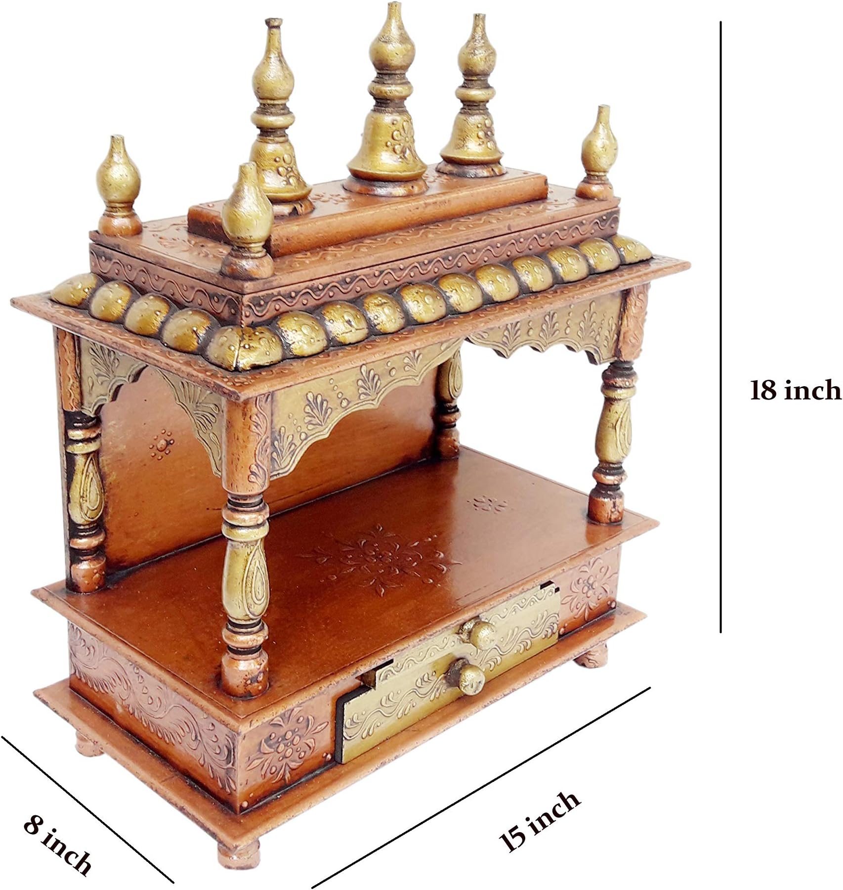 The DNA Group Wooden Temple Pooja Mandir Pooja Mandap Wall Hanging Handmade Rajasthani Multicolor Painted Temple Home & Office (Size - 15x8x18 inch)