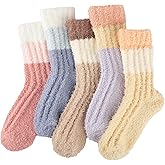 COOVAN Womens Fuzzy Socks Cozy fluffy Slipper Soft Winter Warm Microfiber Sleeping Plush Sock 5 pairs