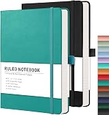 RETTACY Notepad A5 Lined 2 Pack Leather Hardcover Journal 376 Pages