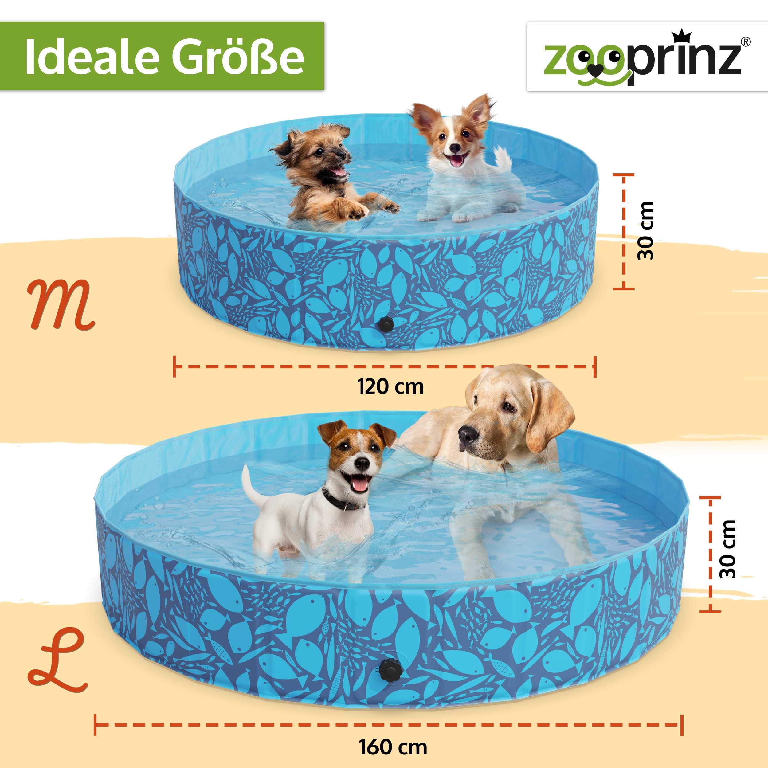 zooprinz Faltbarer Pool 120x30 cm - Für große, kleine Hunde & Kinder in 2 Größen 160/120 x 30 cm – Haustier Hundepool stabil & rutschfest Swimmingpool, Planschbecken Hund Kind – Schwimmbad 7