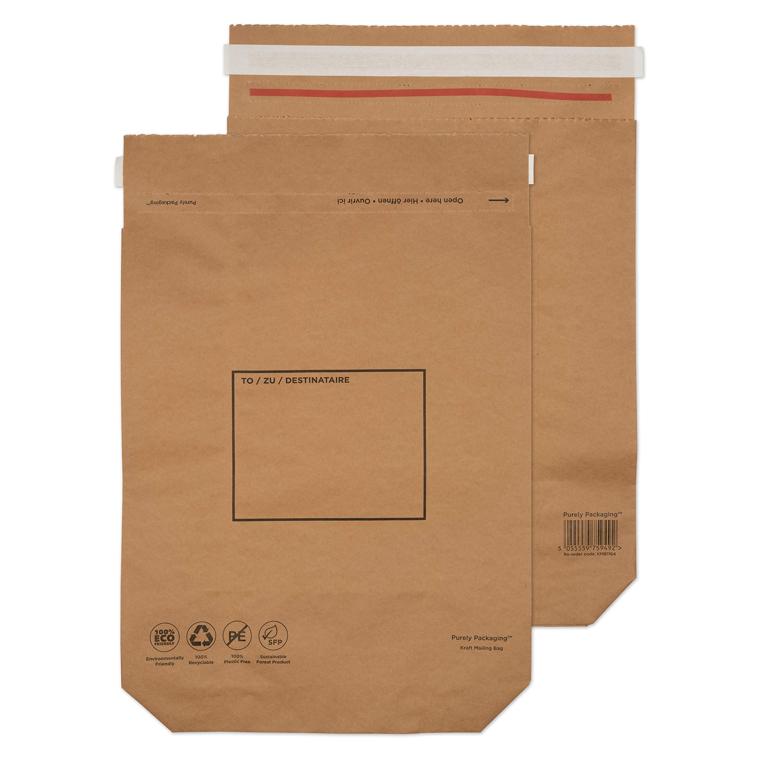 Blake VITA - Recyclable & Plastic-Free Mailing Bags (420 x 340mm) - Pack of 100 - Heavy Duty Thick 110GSM - Peel & Seal Shipping Bags 16.5 x 13.4" - Large Postal Bag - Expandable Mailer (KMB1164)