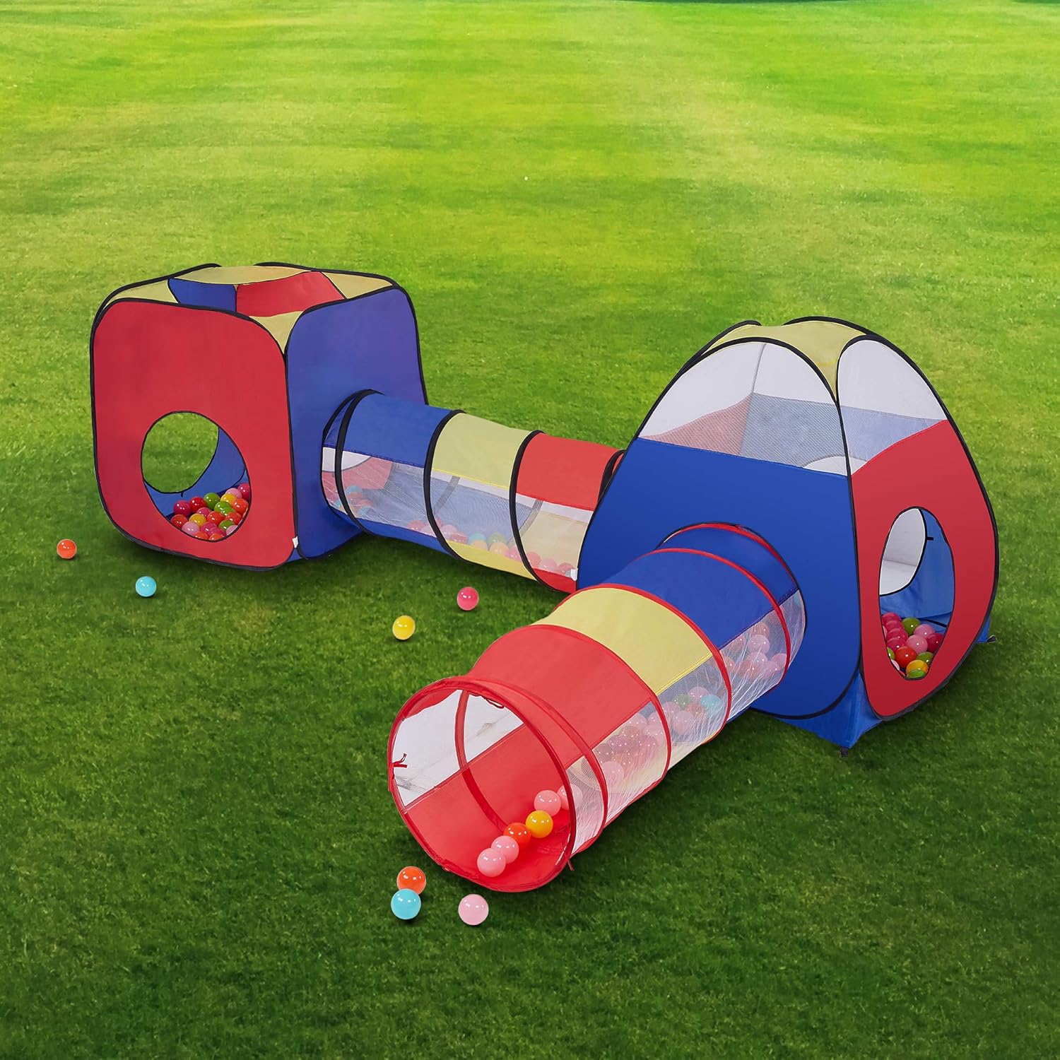 Kids Play Tent ,PoP Up Tent with Tunnel 4 in 1 Pop Up Kids Play Tent