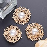 DYEESP 4 PCS Rhinestone Buttons, Crystal Diamond Flower Embellishments for Sewing Crafts DIY Jewelry Wedding Bouquet Clothing Decoration (Gold-2)