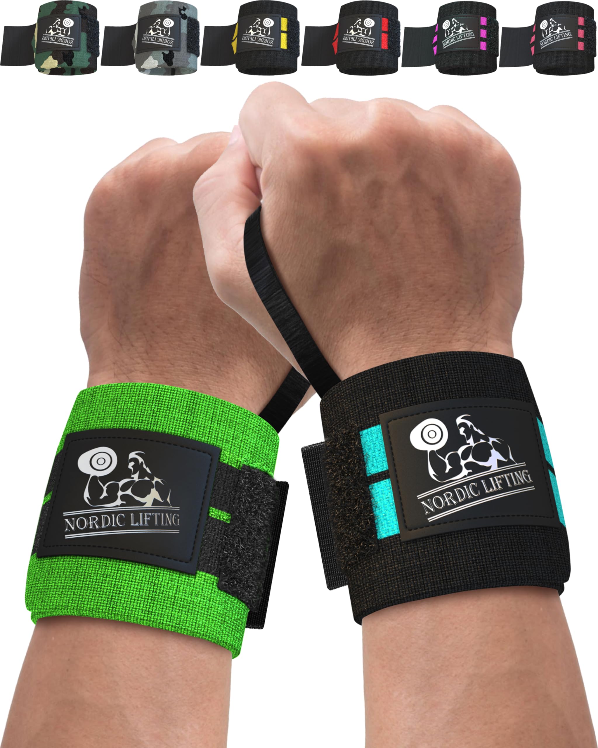 Wrist Wraps (2 Pairs) - Support for Weightlifting|Crossfit|Gym - AquaBlue&Green