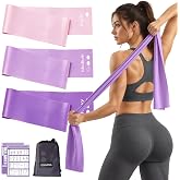 Resistance Bands Set, 3 Purple TPE Exercise Bands for Home Gym Workout | Perfect for Physical Therapy, Pilates, Stretch,Strength Training &amp; Yoga Set for women, portable home workout accessories