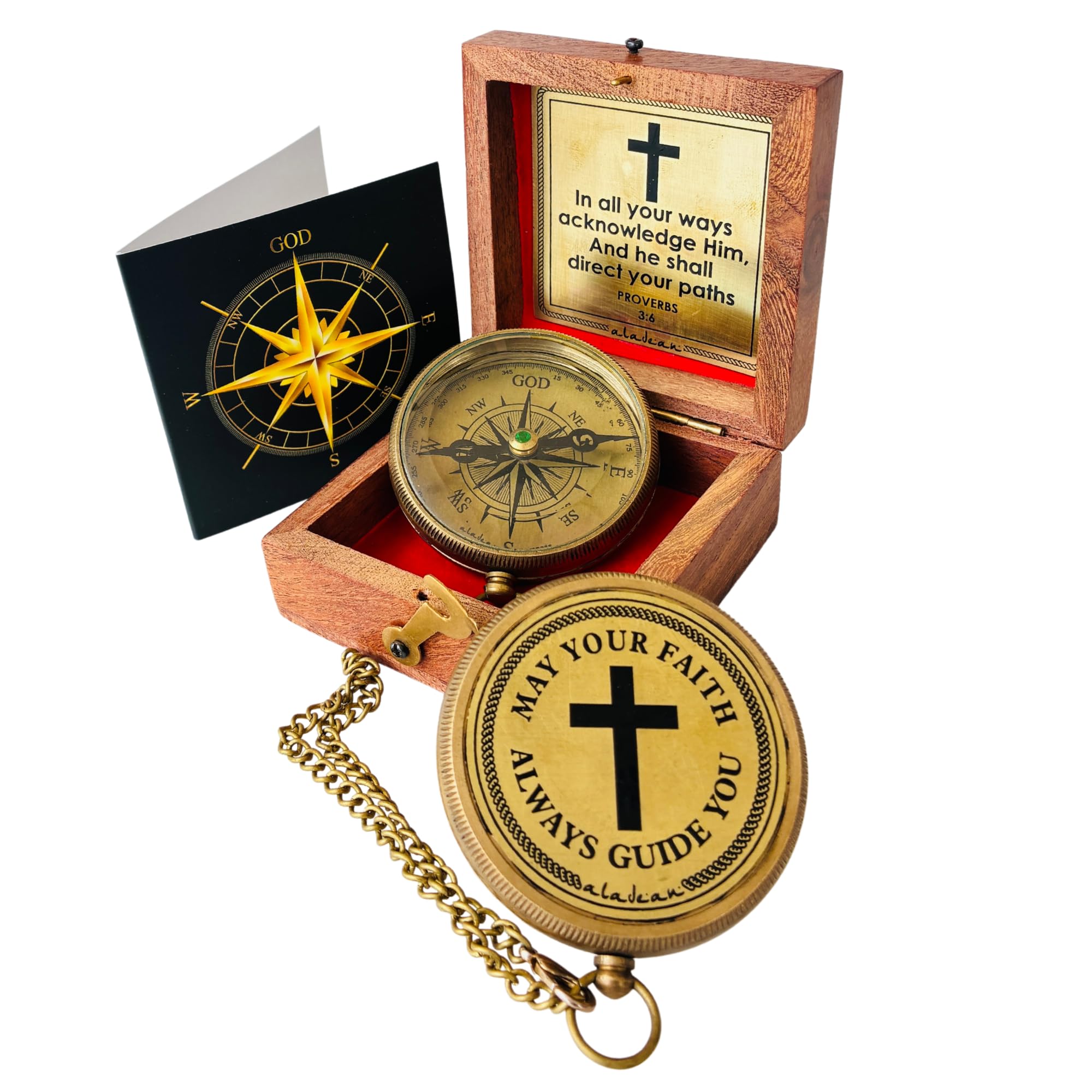 God's Faith Compass - Christian Religious Gift for Men Women | Engraved Hiking Compass Catholic Gift Communion Baptism Confirmation (May Your Faith Always Guide You)