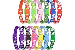 Chenkaiyang 12 Pcs Puppy Collar, Puppy ID Collar Adjustable Identification Puppy Whelping Safety Collars Reusable Washable fo