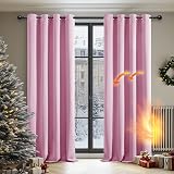 Deconovo Eyelet Curtains Pink 52x84 inches Pair Thermal Blackout Noise Reduction view 2