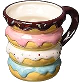 Boston Warehouse Mug, Donut Stack, 18oz Capacity, Hand Painted Ceramic