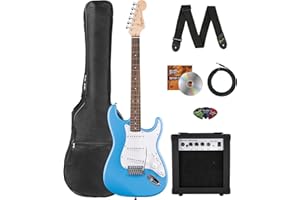 Fender Squier Stratocaster - California Blue Bundle with Amplifier, Gig Bag, Strap, Instrument Cable, Picks, and Austin Bazaar Instructional DVD