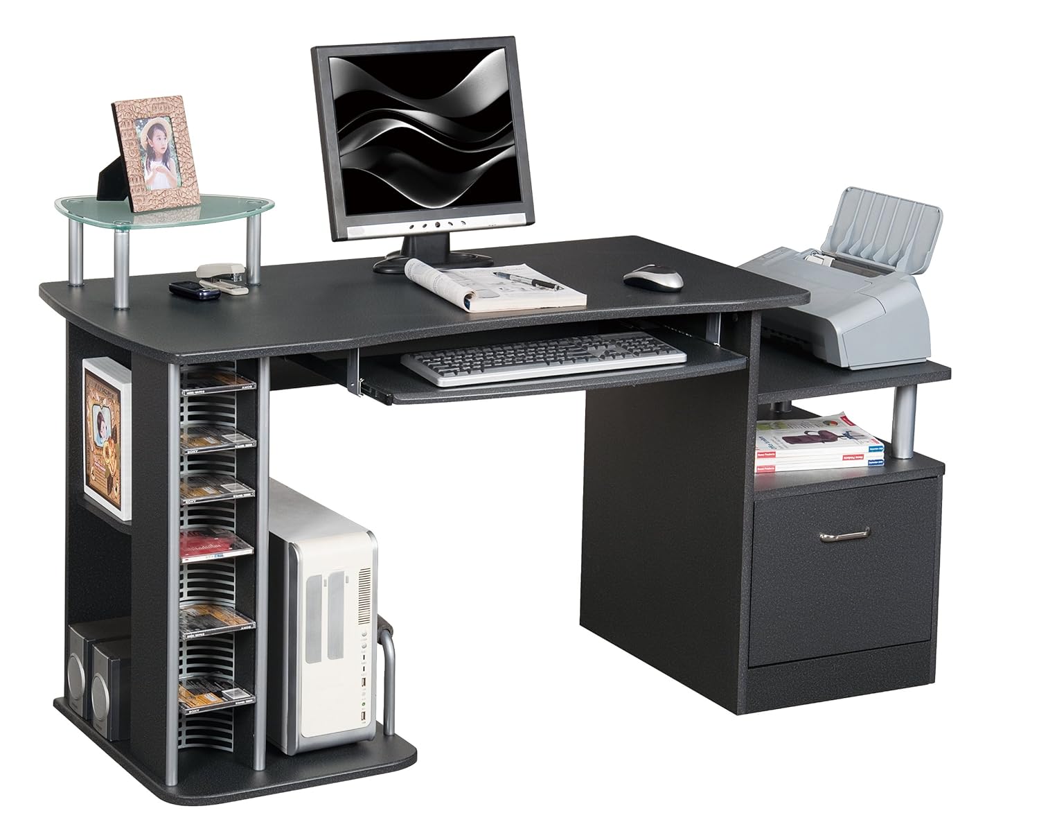 SixBros. Computer Desk PC Workstation Office Desk Black S202A