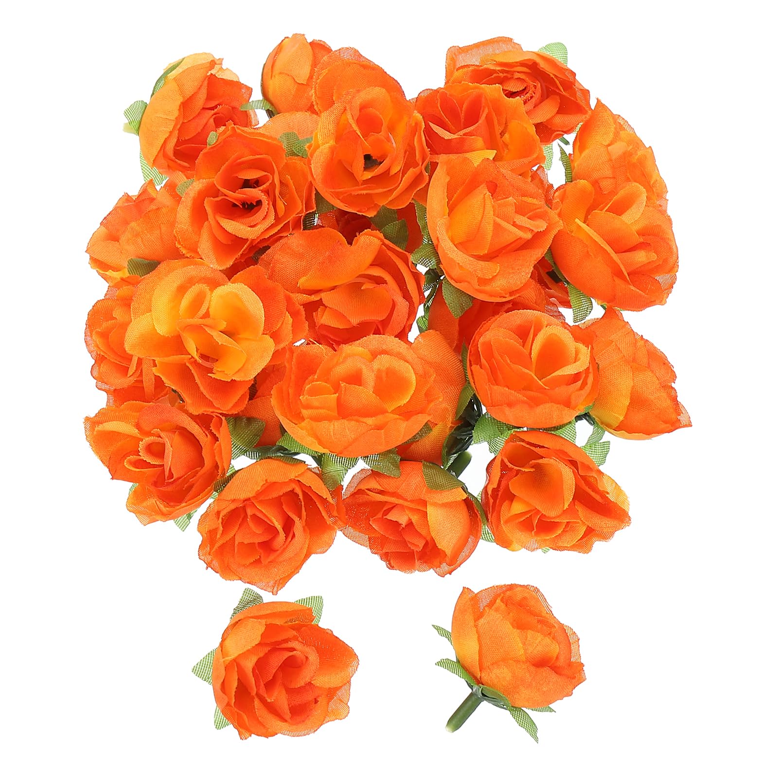 PATIKIL Mini Rose Artificial Flowers Bulk 1.2 Inch, 50 Pcs Silk Cloth Small Fake Flower Heads for Wedding Crafts Home Decor Decoration Party, Orange Red
