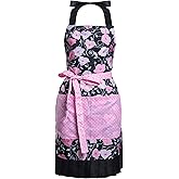 Alex Virtue Lovely Flower Pattern Retro Aprons With Large Pockets for Women Girls Cooking Kitchen Bakery Mother's Gift