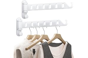 Mzzelry 2-Pack Wall Mounted Clothes Drying Rack, Foldable Coat Hanger Holder, Space Saving Laundry Organizer, Sturdy and Durable Aluminum Design (White)