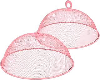 com-four® 2x Abdeckhaube für Lebensmittel - Fliegenhaube aus Metall - bunter Speiseschirm - Ø 30 cm