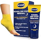 Dr. Scholl's Rough, Dry Foot Renewal Ultra Overnight Treatment with Overnight Foot Cream 3oz with Aloe, Coconut Oil & Urea and Heel Sleeve Socks, Deeply Moisturize & Soften Feet, Dermatologist Tested