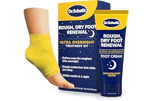 Dr. Scholl's Rough, Dry Foot Renewal Ultra Overnight Treatment with Overnight Foot Cream 3oz with Aloe, Coconut Oil & Urea and Heel Sleeve Socks, Deeply Moisturize & Soften Feet, Dermatologist Tested