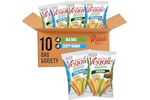 Sensible Portions Veggie Straws Multi-Pack, Sea Salt and Zesty Ranch Flavor, Gluten-Free Chips, Individual Snacks, 0.75 Ounce Bag, 10-Pack