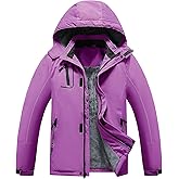 Dr.Cyril Kid's Waterproof Ski Jacket Warm Fleece Lined Hooded Boy's and Girl's Winter Jacket Breathable Removable Coat