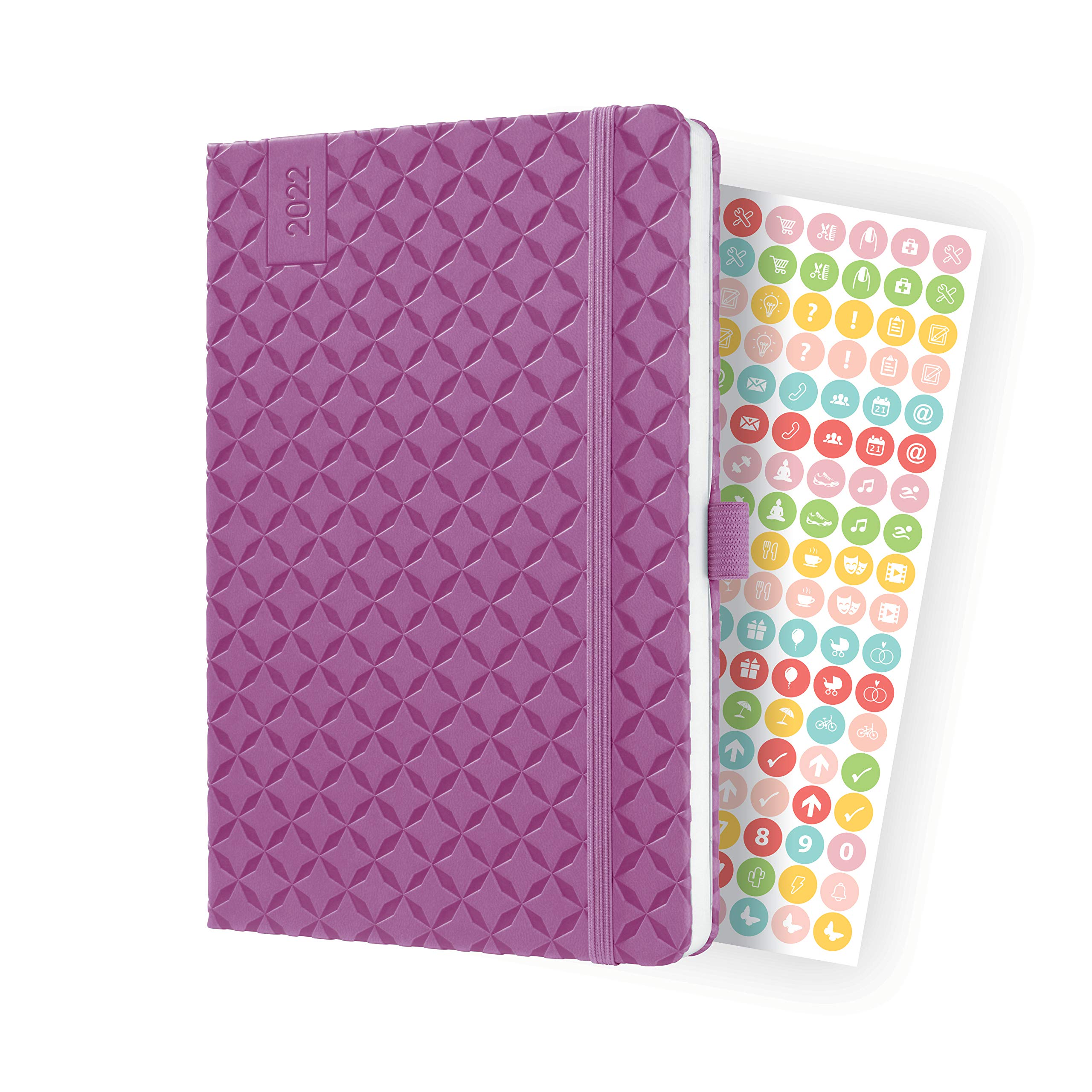 Sigel,ca. A5 J2115 Jolie Weekly Diary 2022, 13,5 x 20,3 cm, hardcover, 174 Pages, Purple