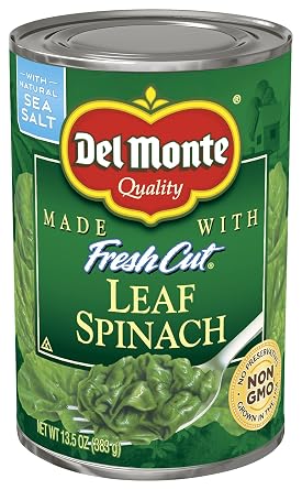 Del Monte Fresh cut whole leaf spinach spinach, Water salt (for flavor). #2 (024000163176)
