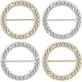 KALIONE Rhinestones T Shirt Clips, 4 Pieces Shirt Clips for Women Clothing Twist Knot Waist Buckles Alloy Circle Silk Scarf Decorative Pins Round Shirts Ties Buckles for Women Girls