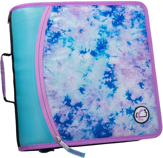 CaseIt T641P Zipper Binder, 3Inch Capacity, with 5Tab Expanding File, Zip Mesh Pocket