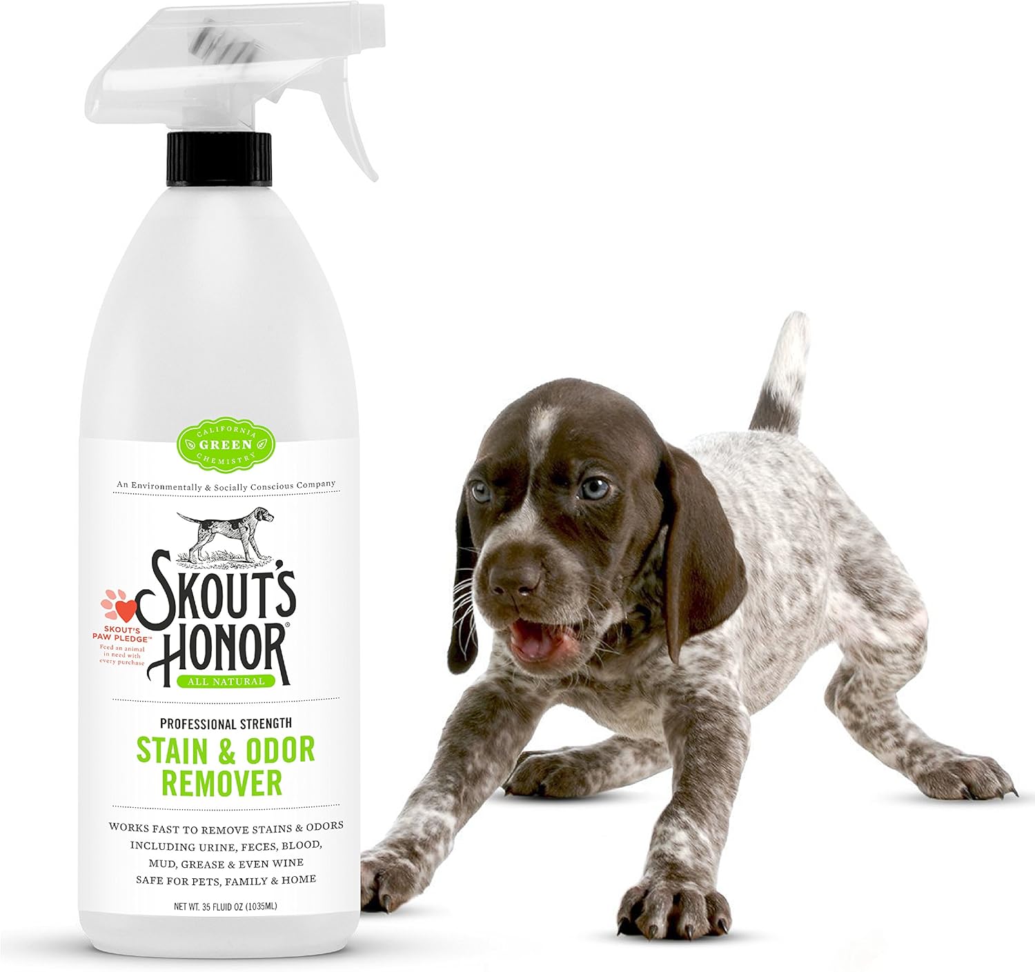 Skout’s Honor: Professional Strength Stain and Odor Remover - 35 oz. Trigger Spray Bottle - Deodorize and Clean Pet Stains, Dog Crates, Carpets, Furniture and Other Water-Safe Surfaces - Laundry Safe: Garden & Outdoor