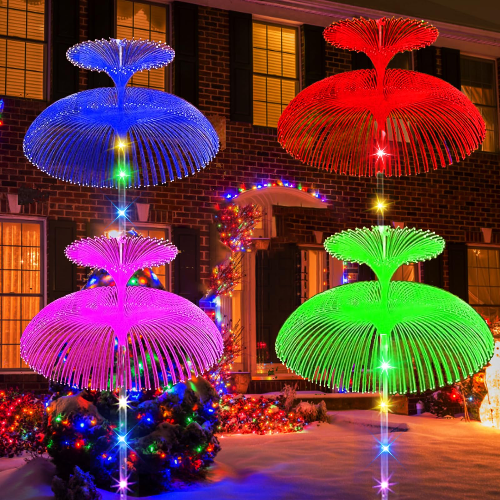 XRR Solar Garden Lights - Outdoor 4 Pack Color Changing Solar Jellyfish Light Flower Ornaments Decoration for Garden/Lawn/Patio/Yard/Walkway
