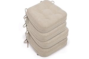 TANYOO Chair Cushions for Dining Chairs Set of 4 Dual Layer Kitchen Chair Cushion Premium Shredded Memory Foam and Foam Pads Fillings,Comfortable and Supportive,Slip Resistant Backing Beige