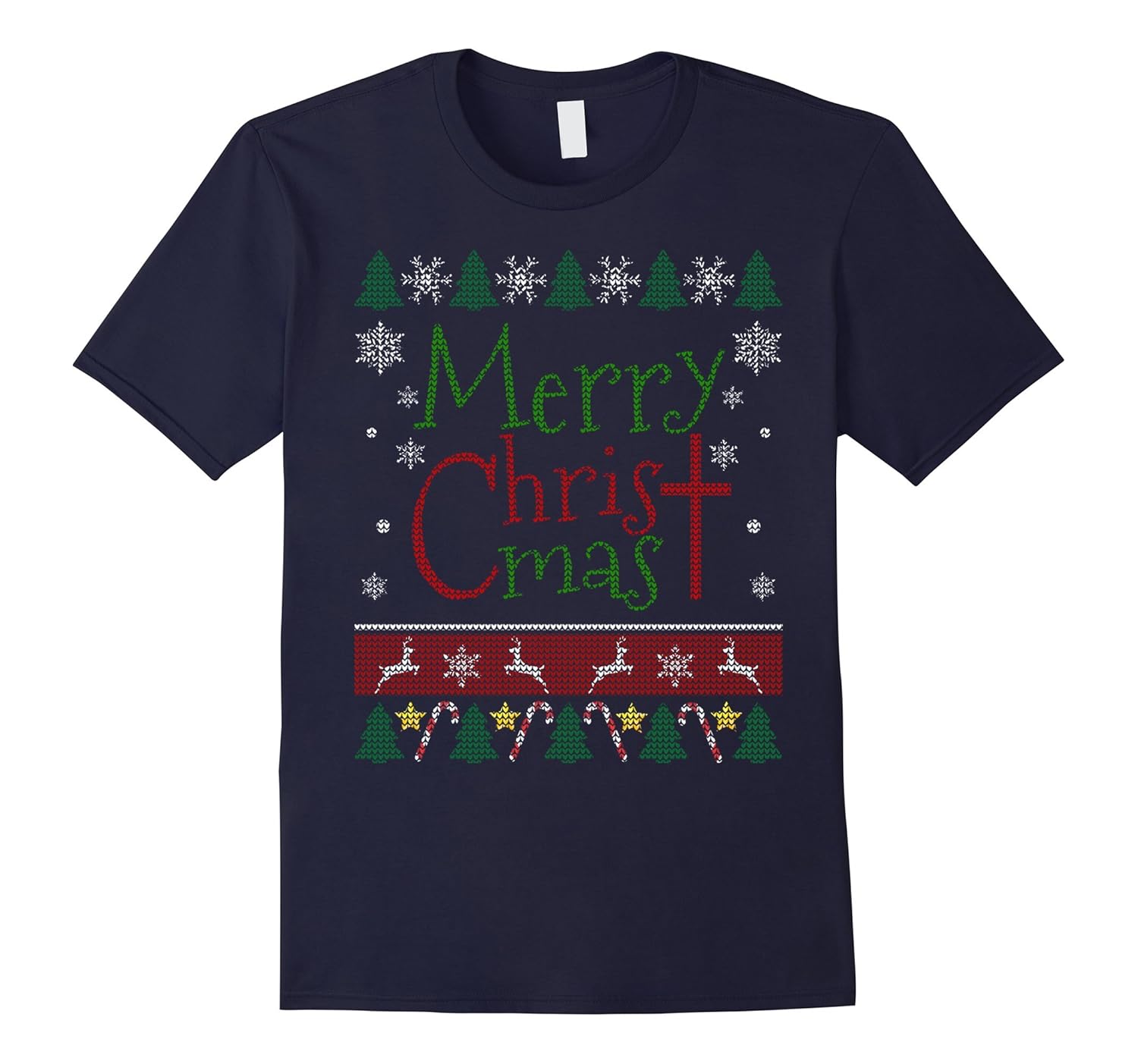 Merry Christmas - Ugly Xmas Sweater Christian T-Shirt-ANZ