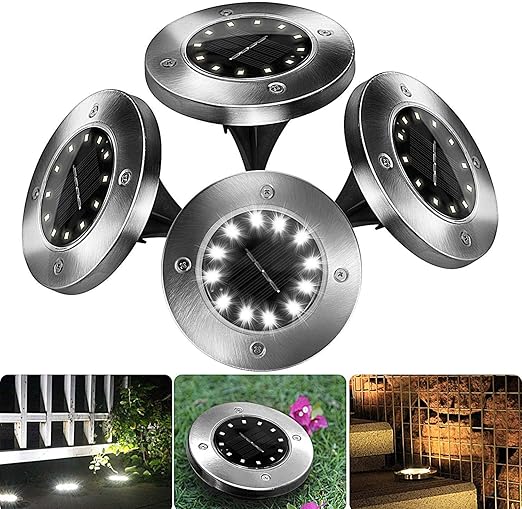 Fylina Solarleuchten Garten 4stuck 12 Leds Solar Bodenleuchte Solar Gartenleuchten Helles Weiss Solarlampen Wasserdichte Bodenstrahler Licht Weiss Amazon De Beleuchtung