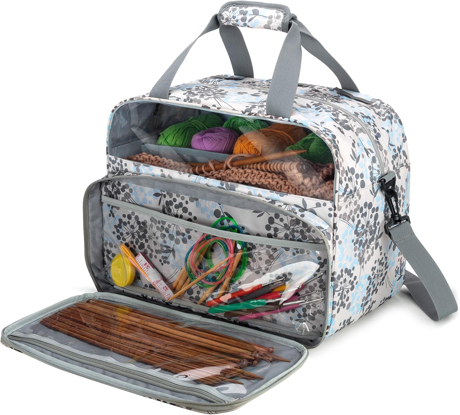 Teamoy Knitting Storage Bag, Portable Yarn Storage Tote Bag for Yarn Unfinished Project