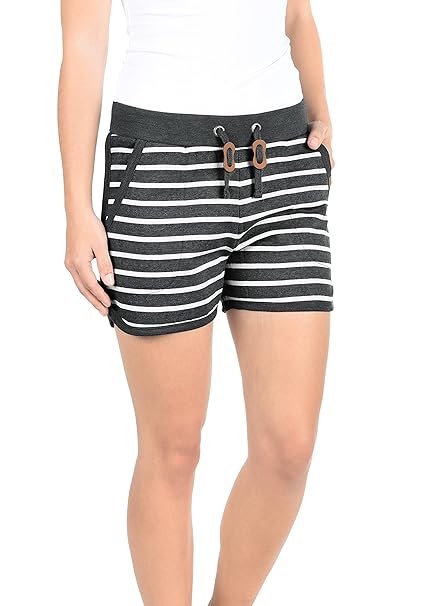 BlendShe Kira Damen Sweatshorts Bermuda Shorts Kurze Hose Mit Fleece-Innenseite Und Streifen-Muster Regular Fit