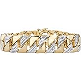 PalmBeach Men's 18K Yellow Gold Plated Genuine Diamond Accent Interlocking Link Bracelet 9.5"