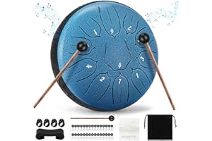 Sannofair Rain Drum for Outside, Steel Tongue Drum 11 Notes 6 Inches Chakra Tank Drum, for Yoga Musical Education,with Drumsticks Drumstick Stand Tutorial Book Note Stickers Finger Cots(Dark Blue)
